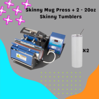 Skinny Tumbler Heat Press with 2 - 20oz Tumblers