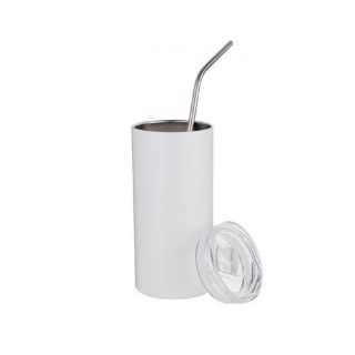 17oz SS Tumbler With Straw&Lid White